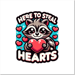 Raccoon Heart Bandit - Cute Animal Love Graphic Posters and Art